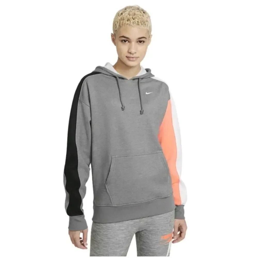 Nike Woman's Color block Dri-Fit Hooded Sweatshirt Gray Size Medium